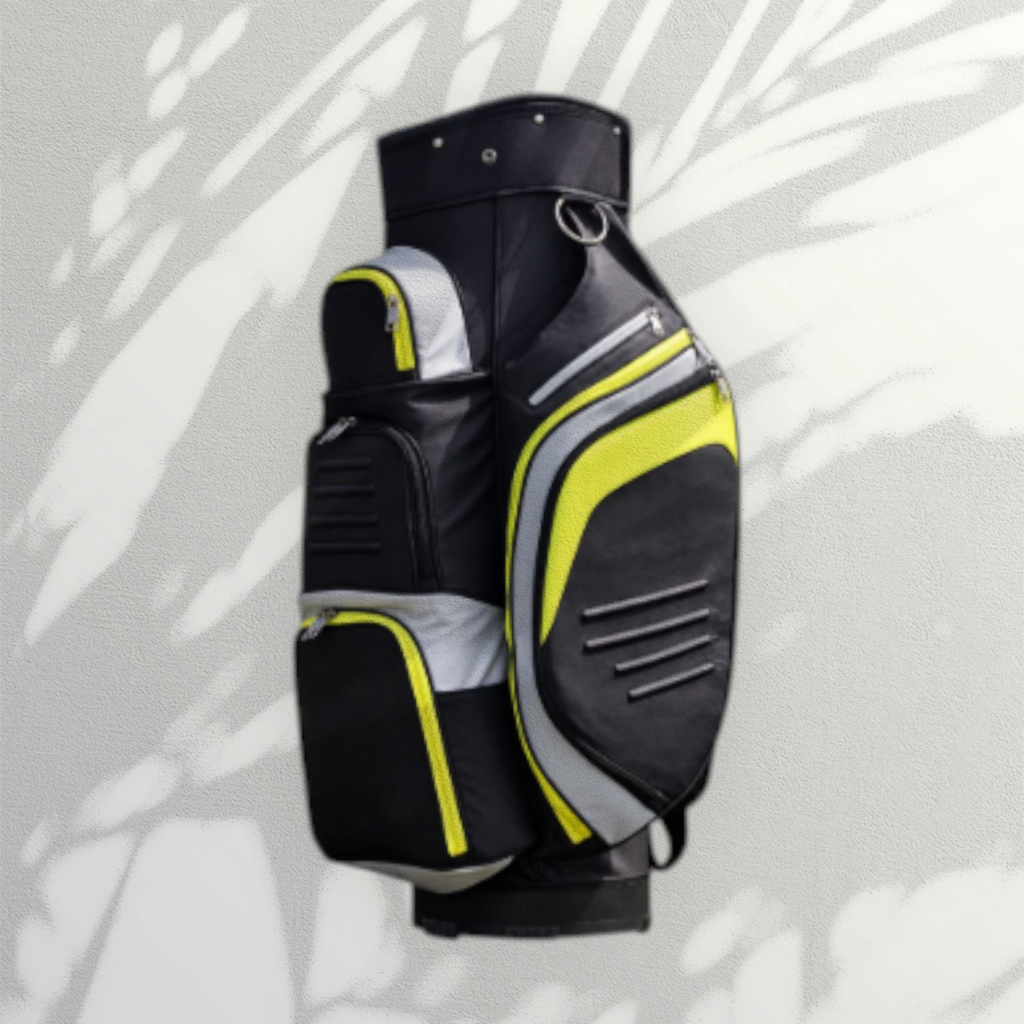 Black Lime and Grey Golf Cart Bag with Multiple Pockets