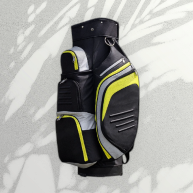 Black Lime and Grey Golf Cart Bag with Multiple Pockets