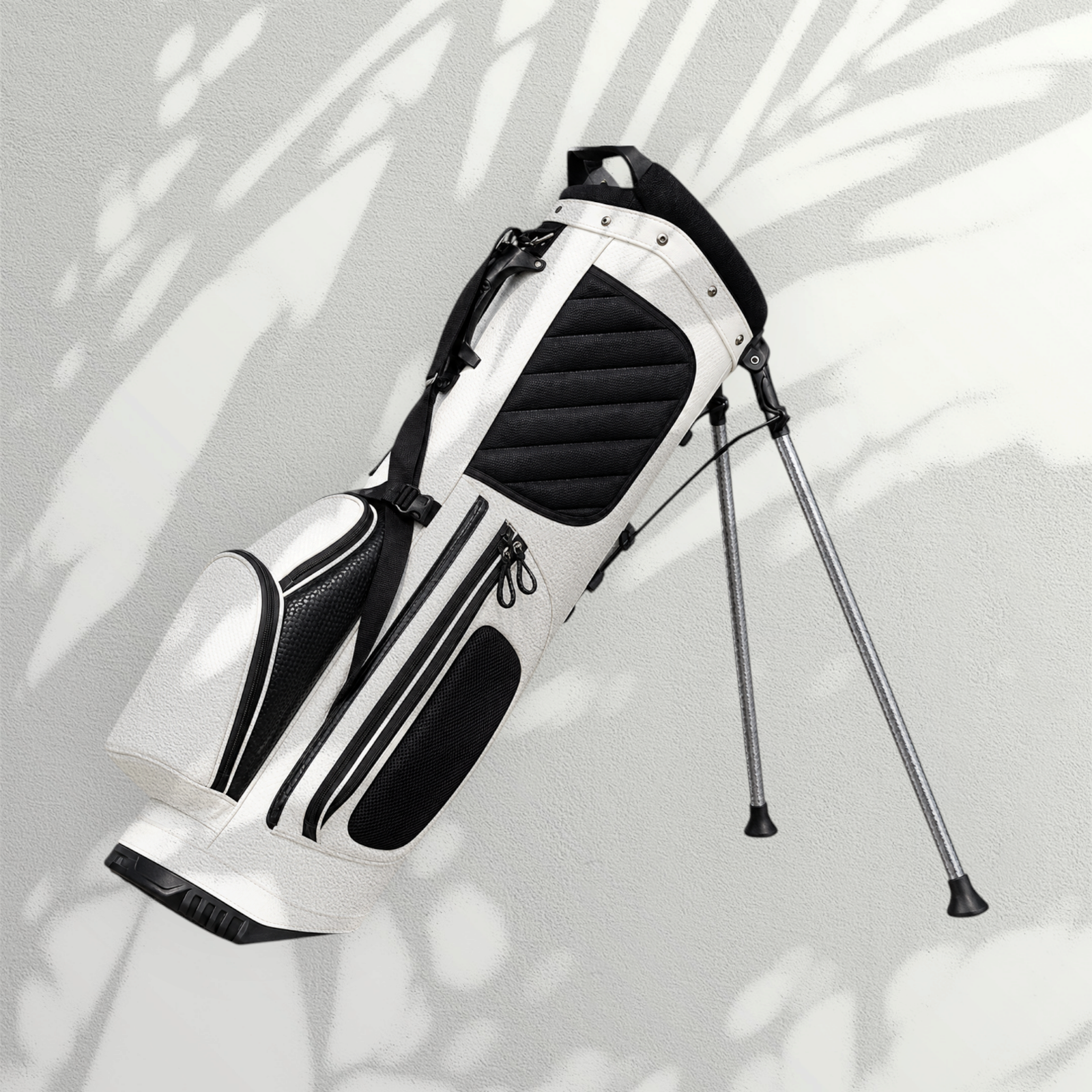 White and Black Quilted Panel Golf Stand Bag