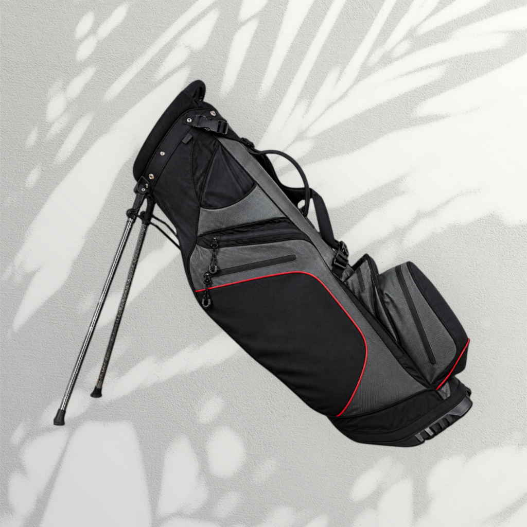 Black and Grey Golf Stand Bag with Red Accents