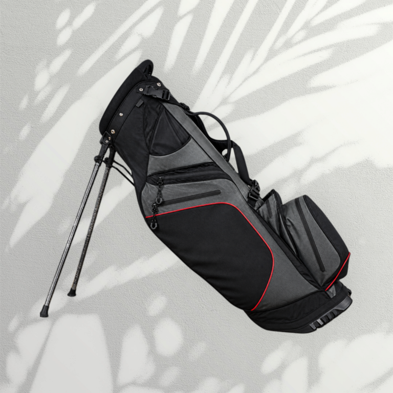 Black and Grey Golf Stand Bag with Red Accents
