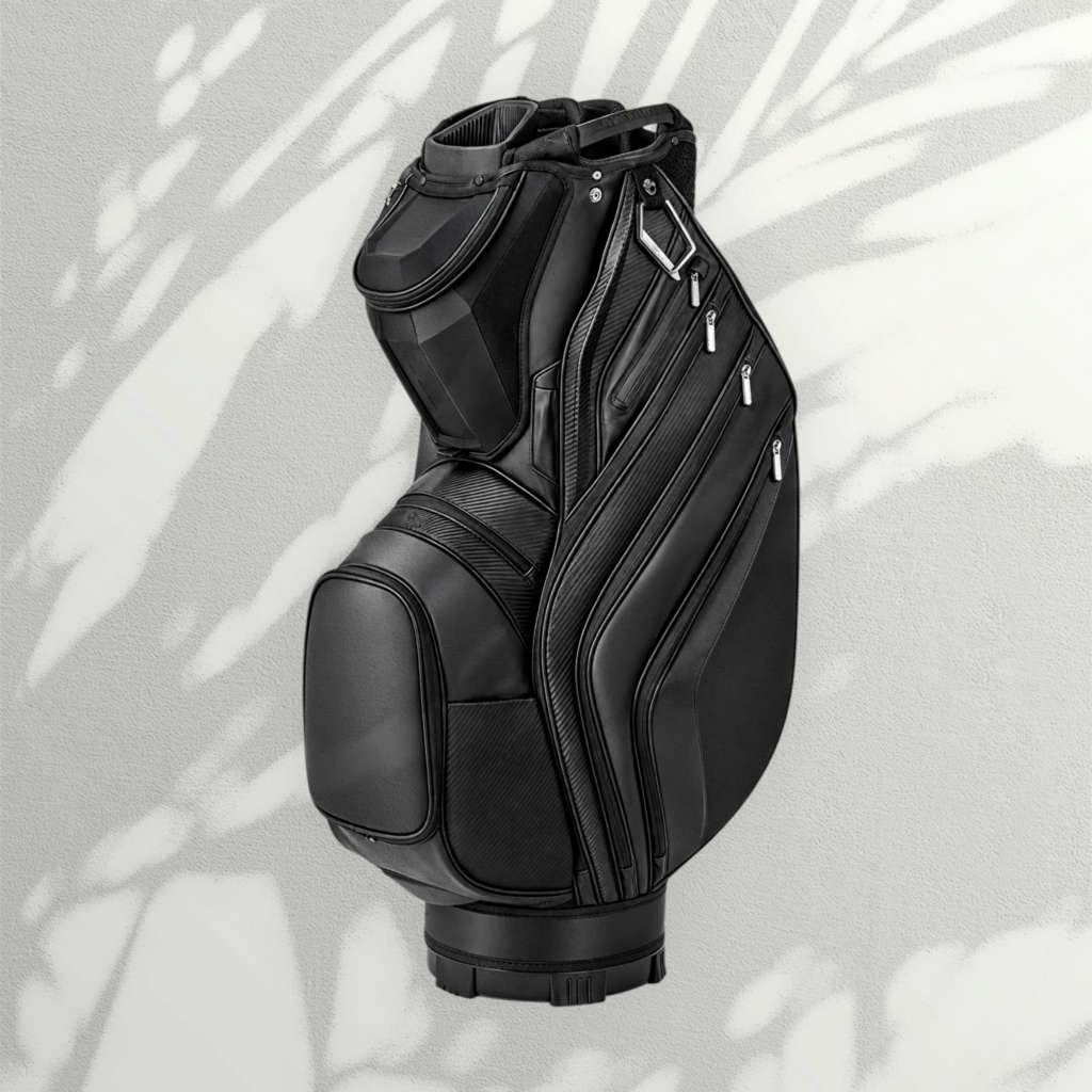 All Black Carbon Texture Golf Cart Bag with Organiser Top