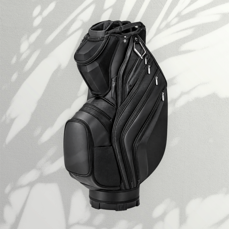 All Black Carbon Texture Golf Cart Bag with Organiser Top