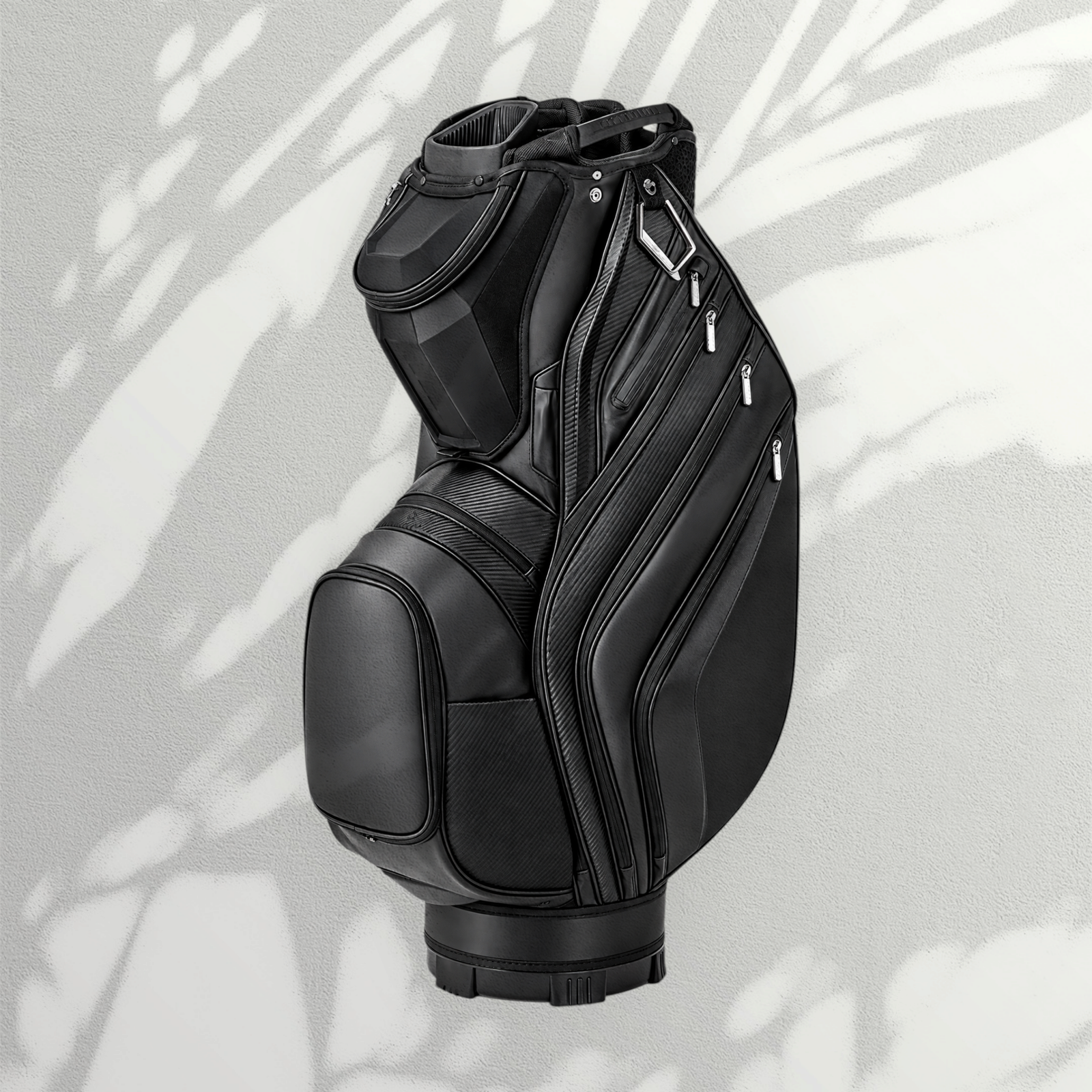 All Black Carbon Texture Golf Cart Bag with Organiser Top