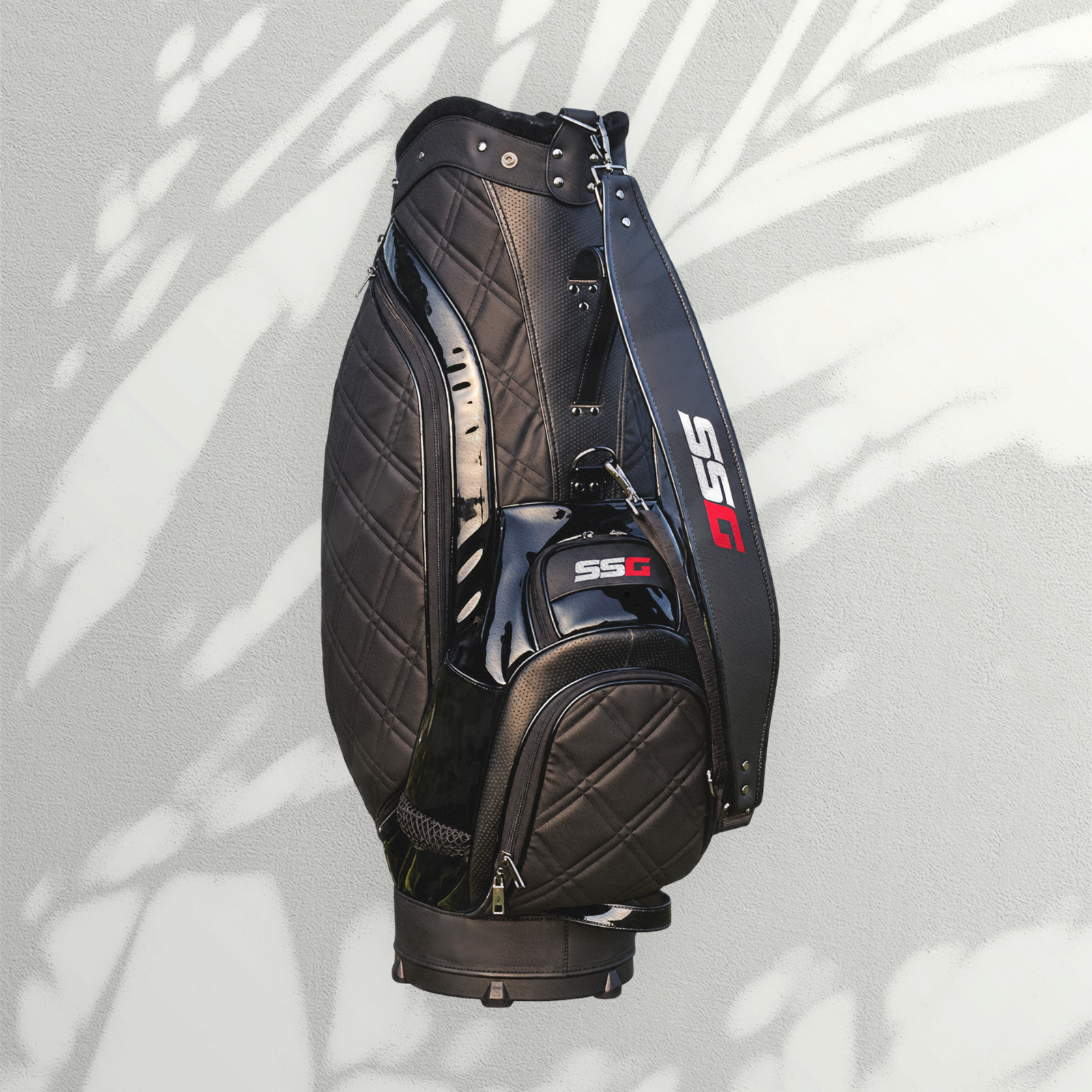 Black Quilted Golf Staff Bag with Glossy Panels