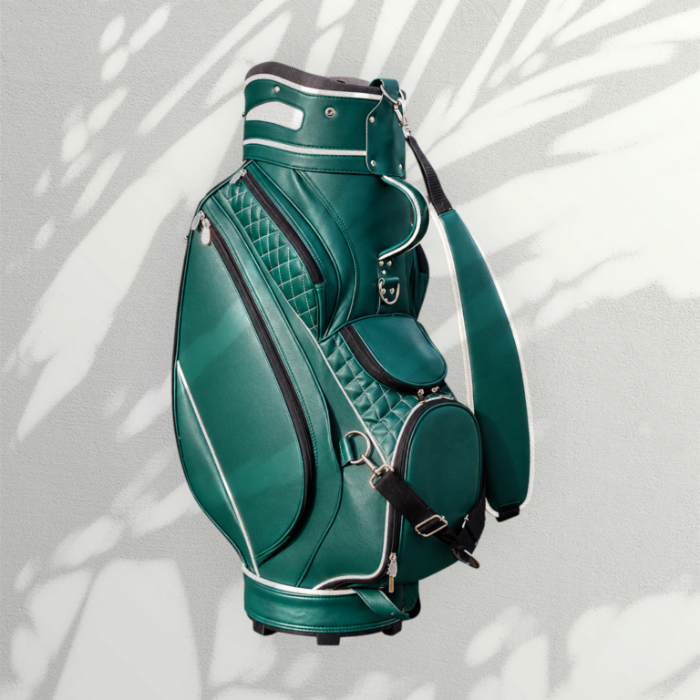 Green and White Piping Golf Staff Bag with Quilted Panels