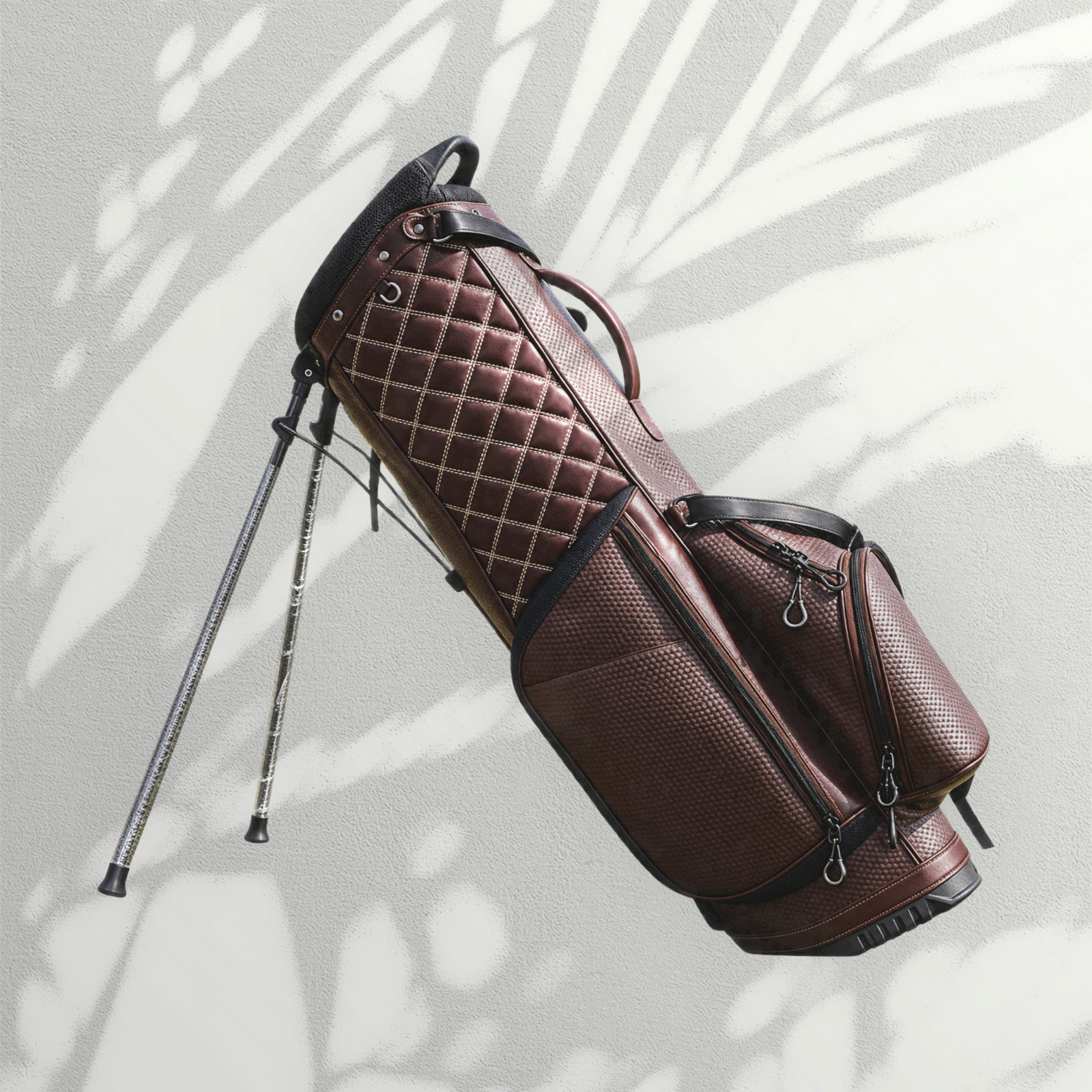 Burgundy Brown Diamond Quilted Golf Stand Bag